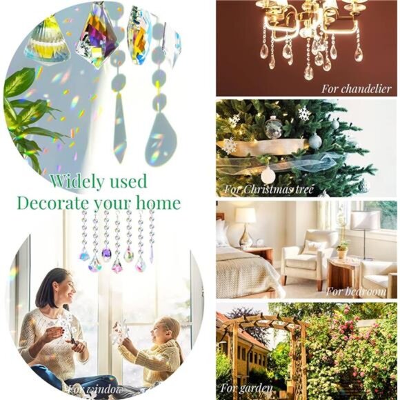 Sun Catchers with Crystals, 7 Pcs Hanging Crystals Suncatchers for Windows - Picture 6 of 7